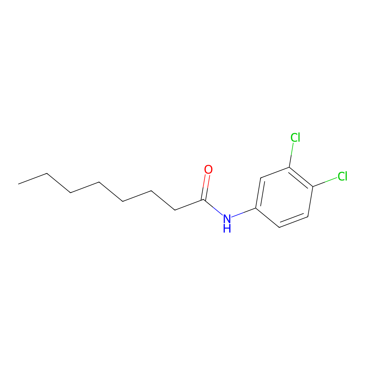 3,4-Dichlorophenyloctanamide molecular structure, CAS 730-25-6