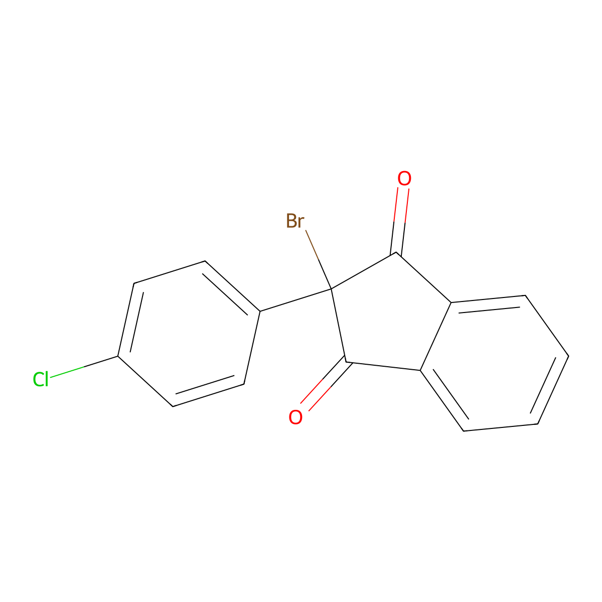 2-bromo-2-(4-chlorophenyl)-1H-indene-1,3(2H)-dione molecular structure, CAS 730-73-4