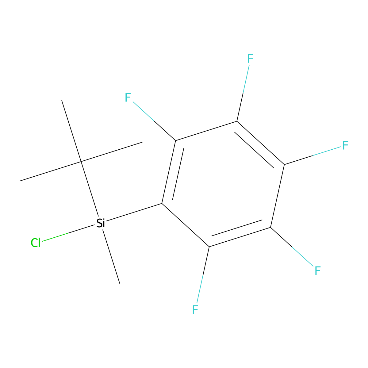 Pentafluorophenyl-tert-butylmethylsilyl chloride molecular structure, CAS 73000-03-0