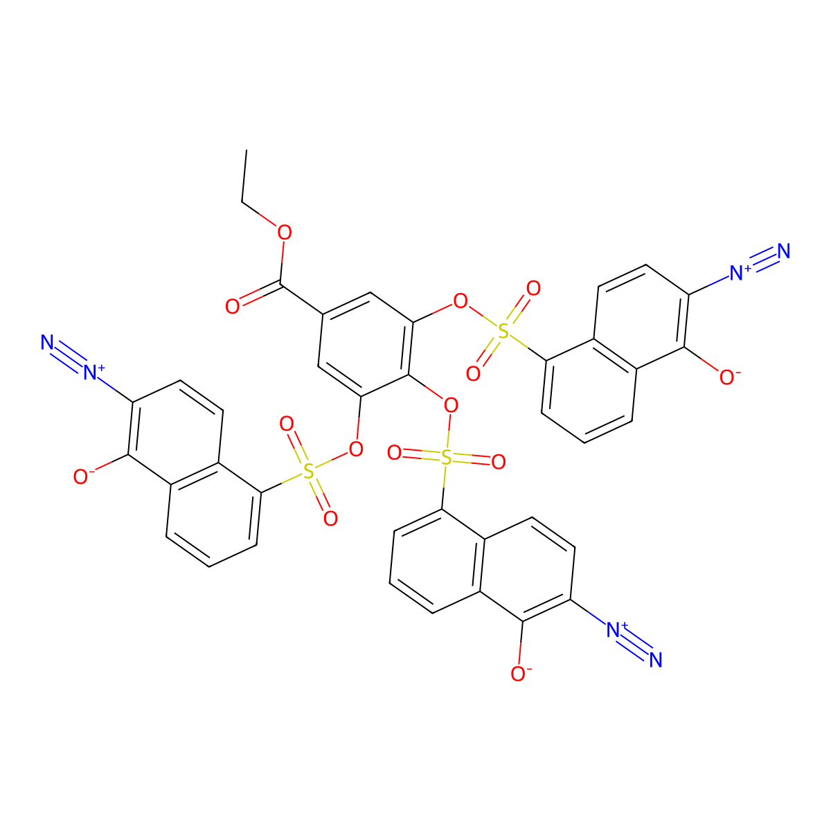 Benzoic acid, 3,4,5-tris(((6-diazo-5,6-dihydro-5-oxo-1-naphthalenyl)sulfonyl)oxy)-, ethyl ester molecular structure, CAS 73003-81-3