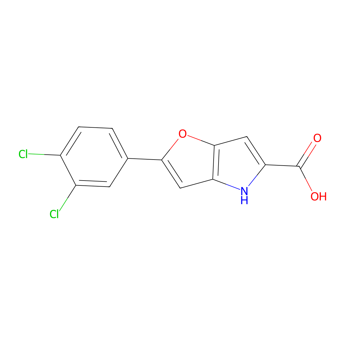 2-(3,4-dichlorophenyl)-4H-furo[3,2-b]pyrrole-5-carboxylic acid molecular structure, CAS 73014-94-5