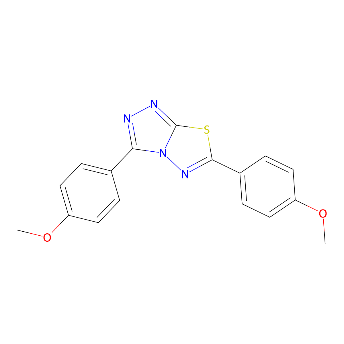 3,6-Bis(4-methoxyphenyl)-[1,2,4]triazolo[3,4-b][1,3,4]thiadiazole molecular structure, CAS 73014-97-8