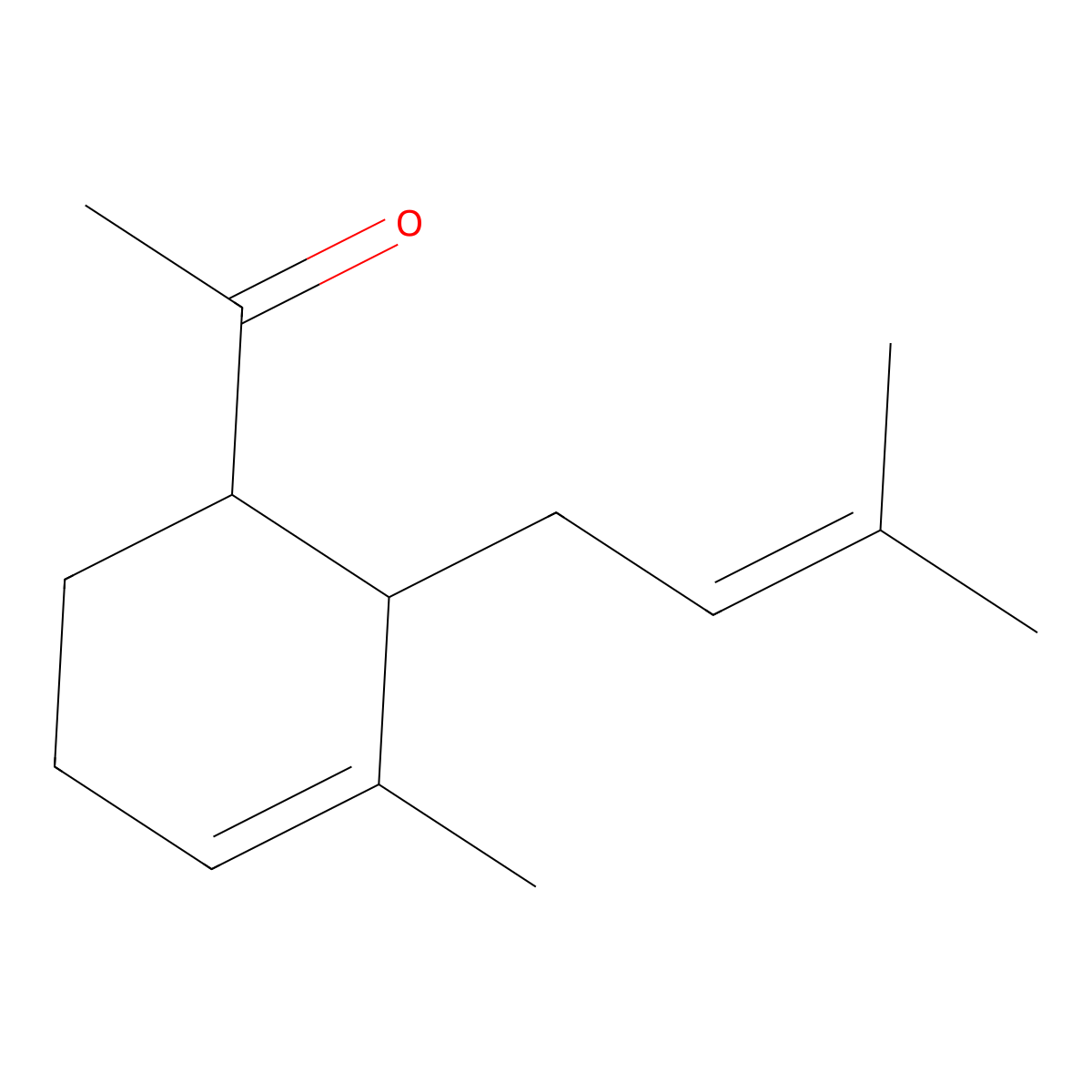 Ethanone, 1-[3-methyl-2-(3-methyl-2-buten-1-yl)-3-cyclohexen-1-yl]- molecular structure, CAS 73019-21-3