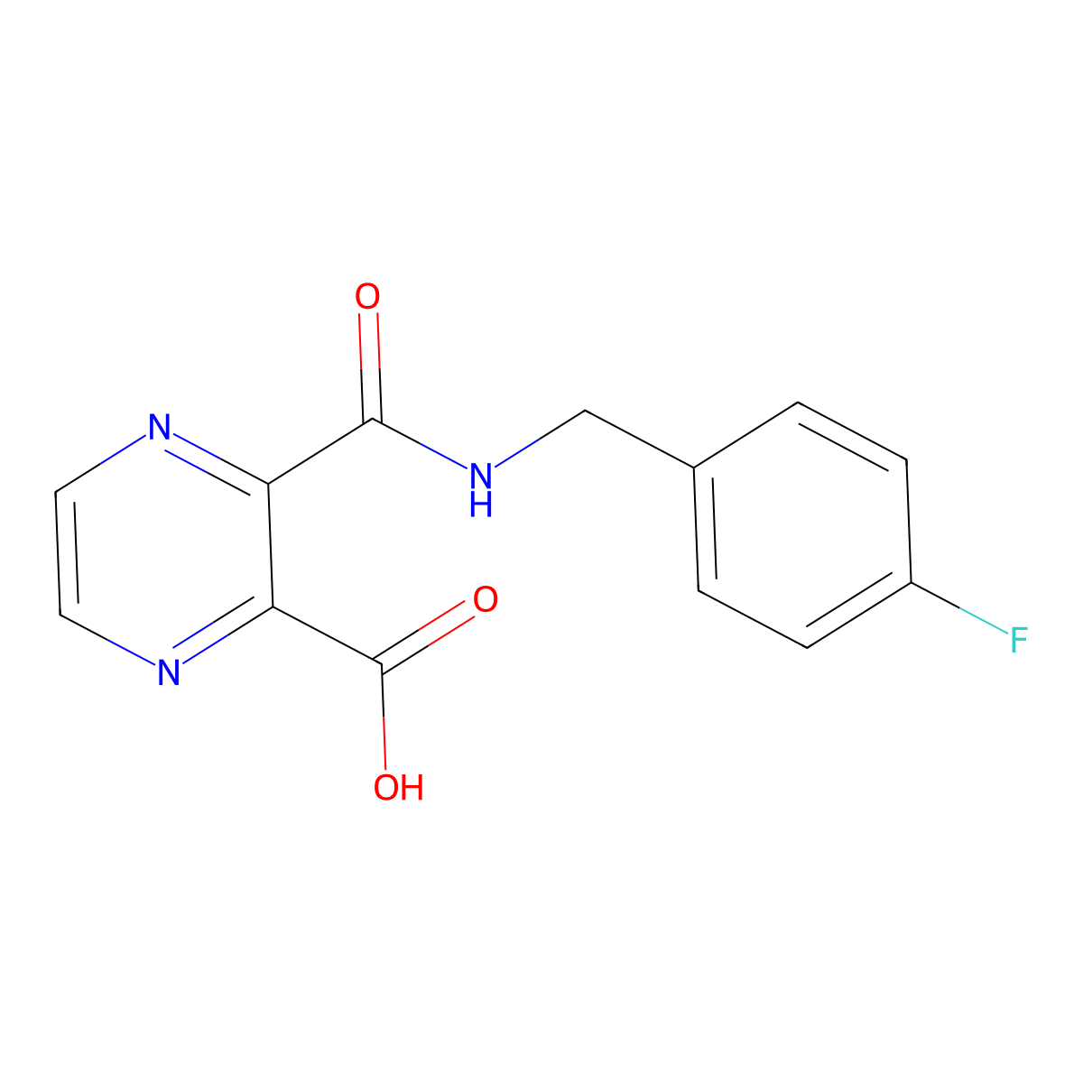 3-(((4-Fluorophenyl)methyl)carbamoyl)pyrazine-2-carboxylic acid molecular structure, CAS 730242-83-8