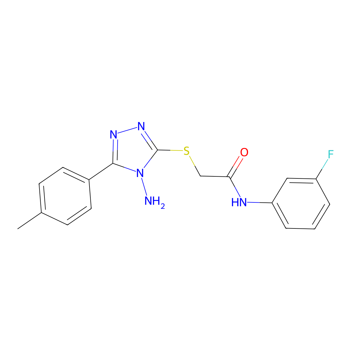 2-{[4-amino-5-(4-methylphenyl)-4H-1,2,4-triazol-3-yl]sulfanyl}-N-(3-fluorophenyl)acetamide molecular structure, CAS 730249-93-1