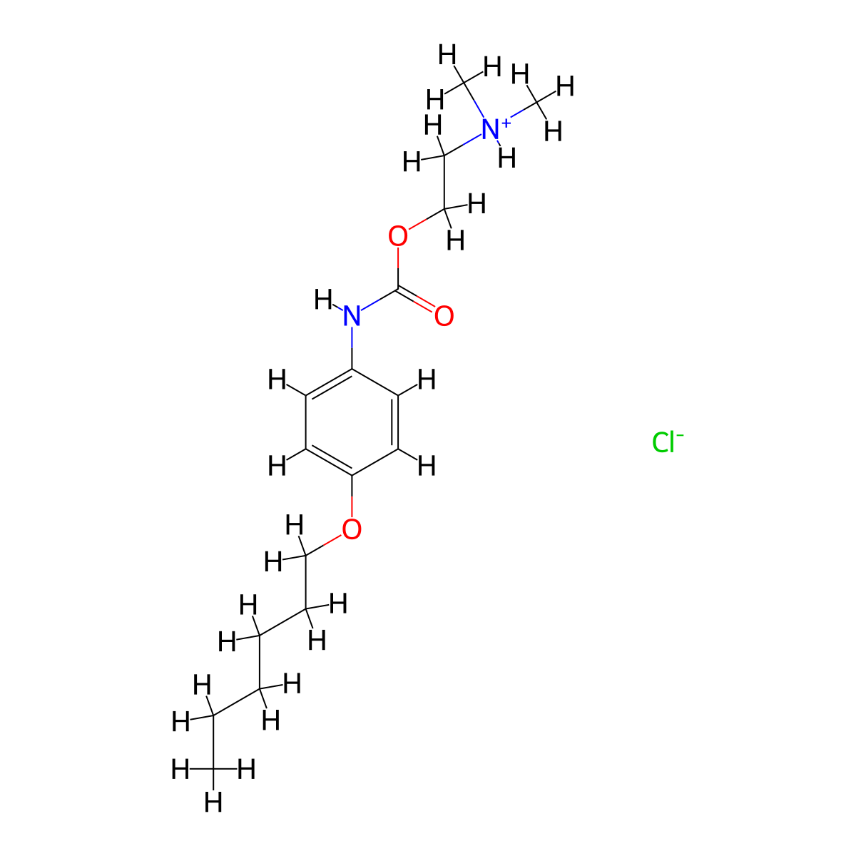 Carbanilic acid, p-hexyloxy-, 2-(dimethylamino)ethyl ester, hydrochloride molecular structure, CAS 73025-26-0