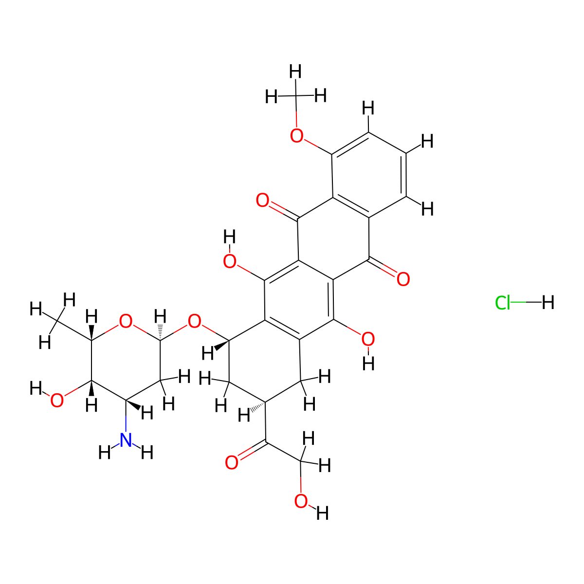 9-Deoxydoxorubicin hydrochloride molecular structure, CAS 73027-02-8