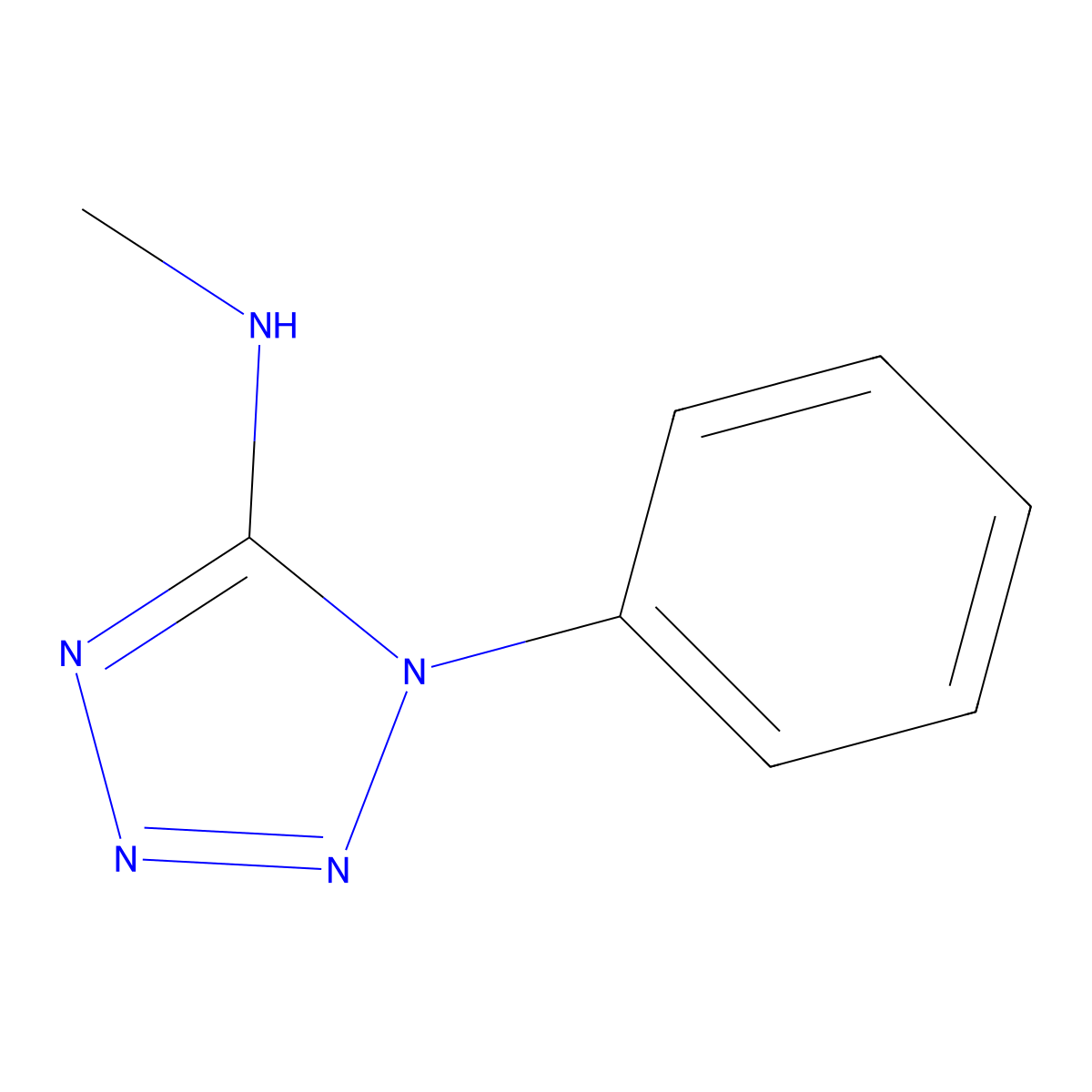 N-methyl-1-phenyl-1H-1,2,3,4-tetrazol-5-amine molecular structure, CAS 73027-62-0