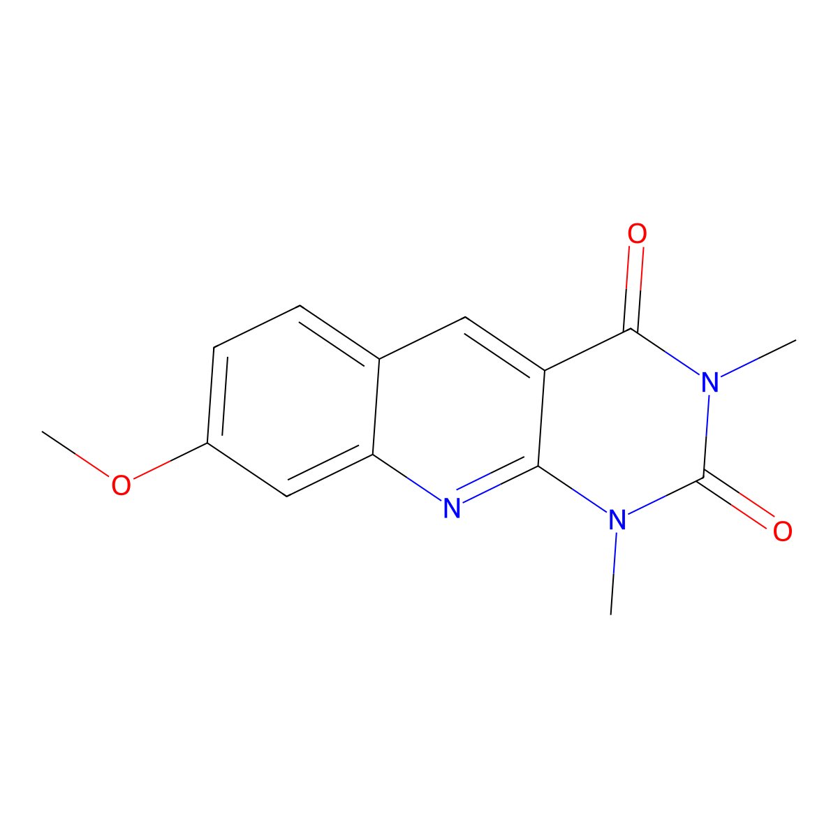 8-Methoxy-1,3-dimethylpyrimido[4,5-b]quinoline-2,4-dione molecular structure, CAS 73029-29-5