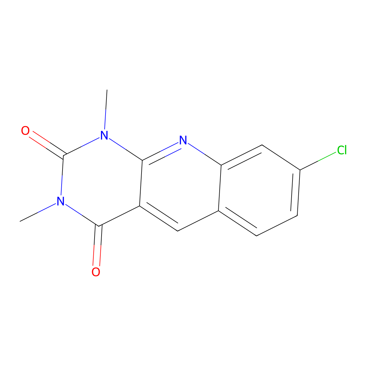 8-Chloro-1,3-dimethyl-1,2,3,4-tetrahydropyrimido[4,5-b]quinoline-2,4-dione molecular structure, CAS 73029-30-8