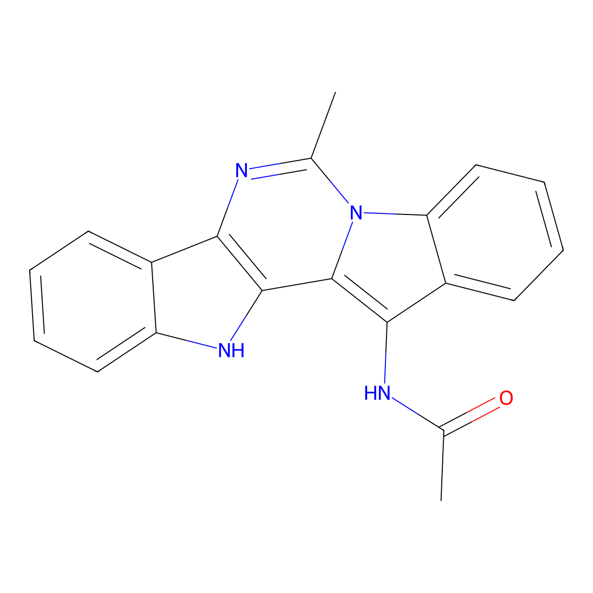 Acetamide, N-(7-methyl-13-diindolo[1,2-c:2,3-E]pyrimidinyl)- molecular structure, CAS 73031-06-8