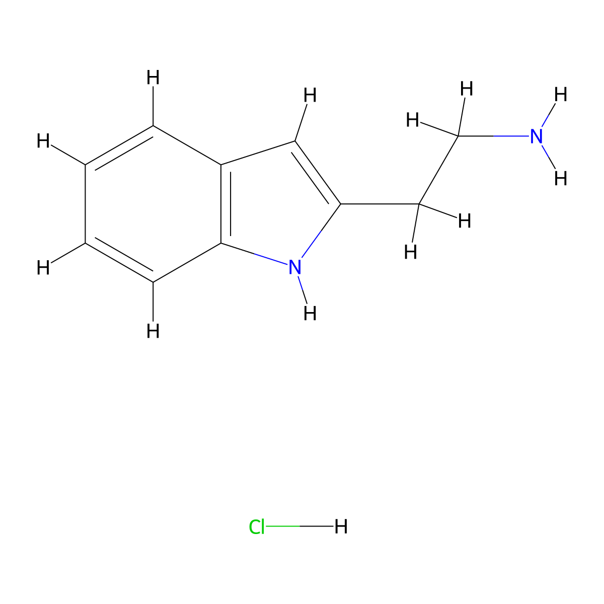 2-(1H-Indol-2-yl)ethan-1-amine hydrochloride molecular structure, CAS 73031-20-6