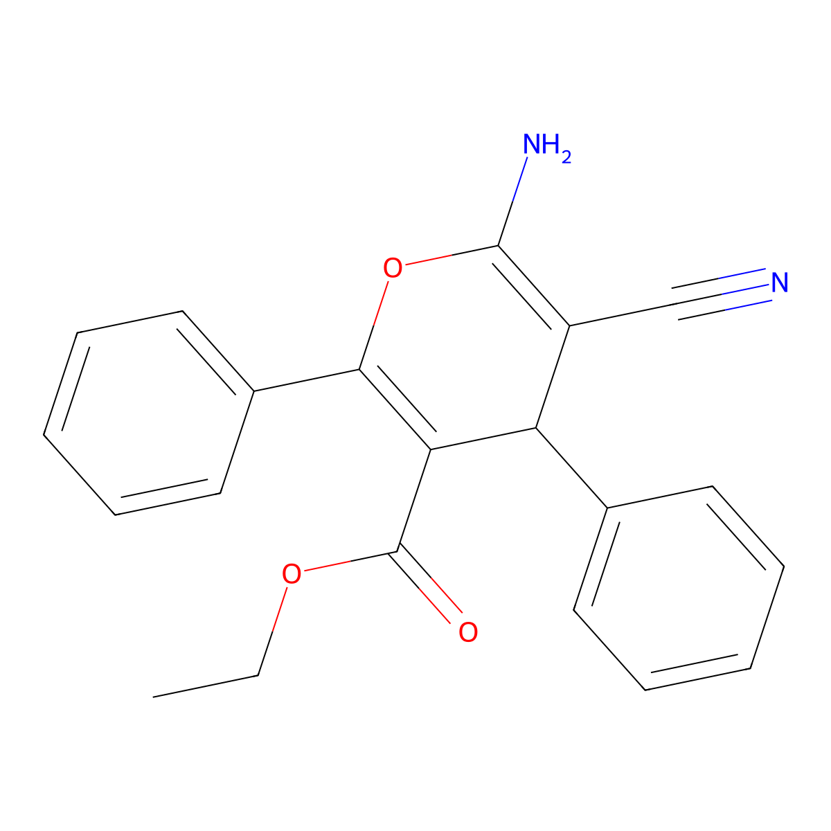 Ethyl 6-amino-5-cyano-2,4-diphenyl-4H-pyran-3-carboxylate molecular structure, CAS 73035-26-4