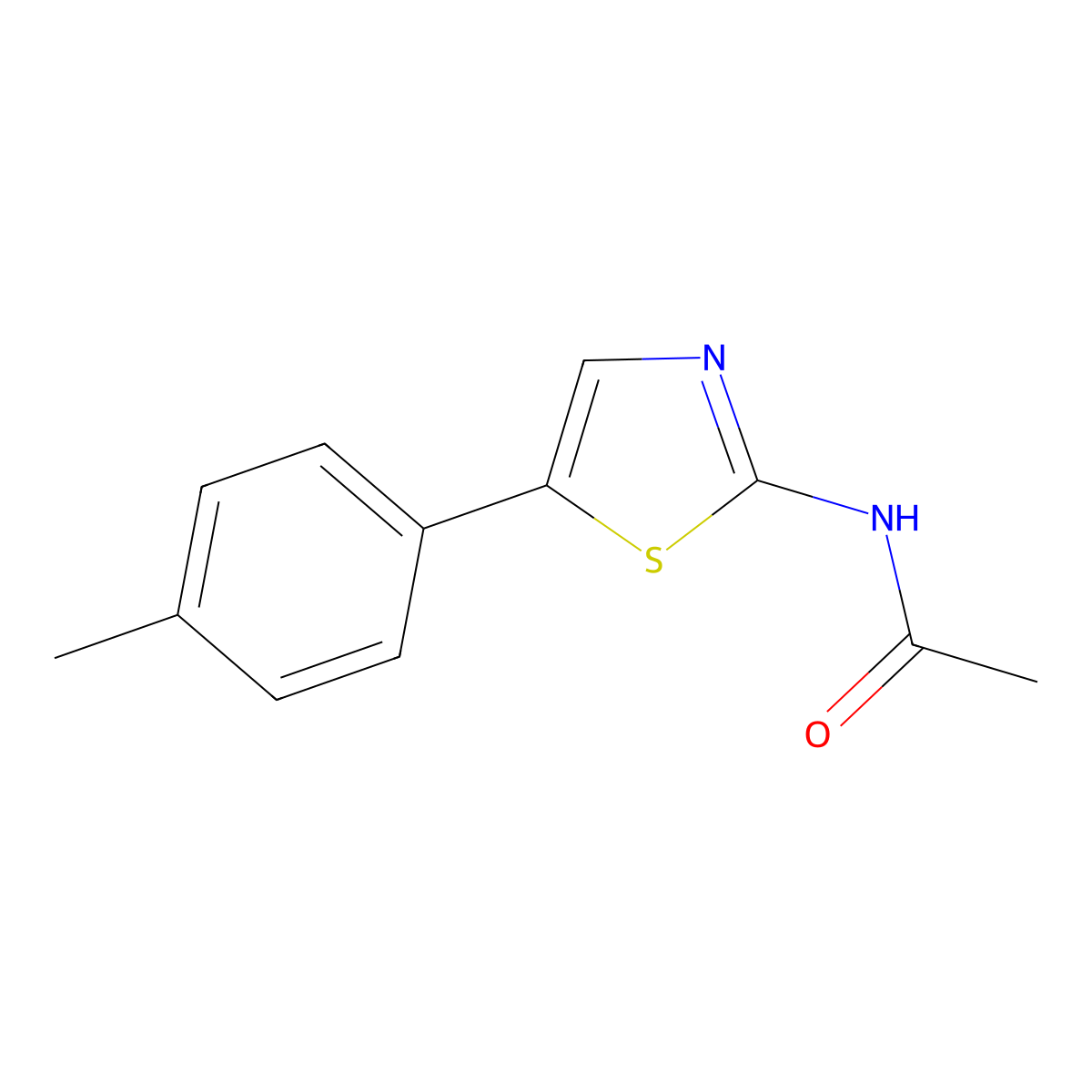 N-(5-(p-tolyl)thiazol-2-yl)acetamide molecular structure, CAS 73040-55-8