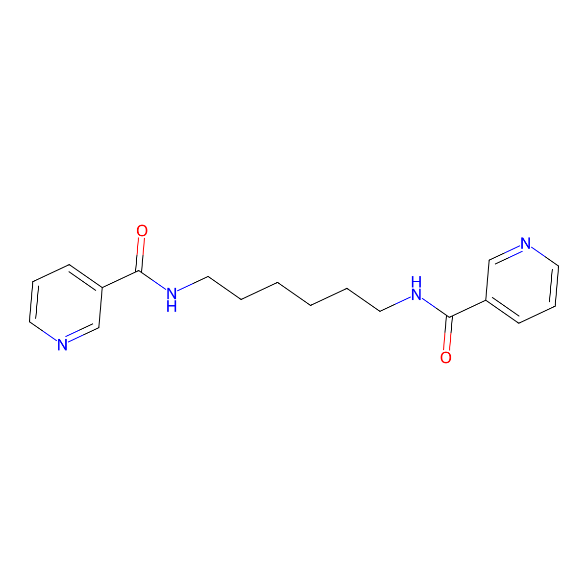 N,N'-hexamethylenebis(3-pyridinecarboxamide) molecular structure, CAS 73041-73-3