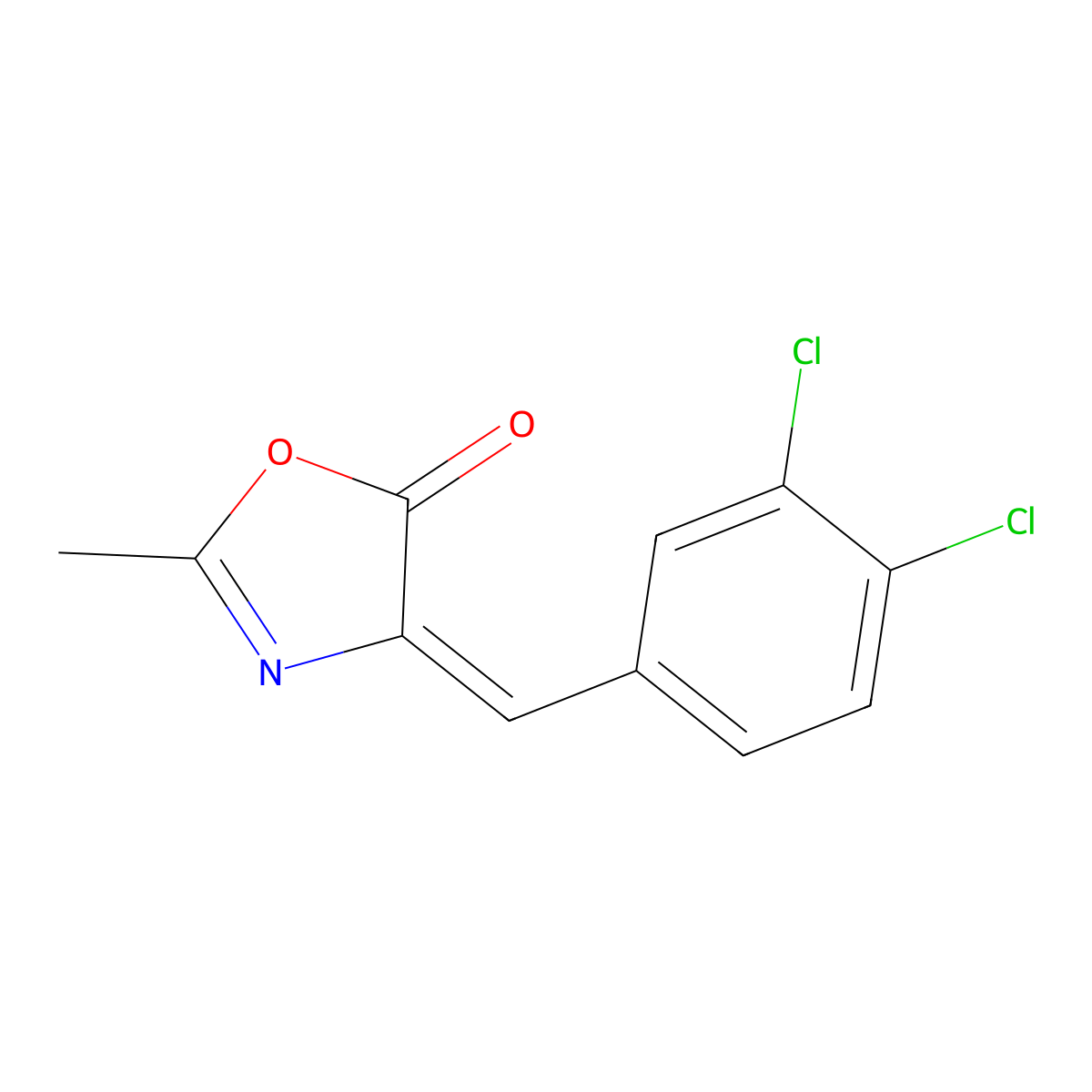5(4H)-Oxazolone, 4-[(3,4-dichlorophenyl)methylene]-2-methyl- molecular structure, CAS 73043-17-1