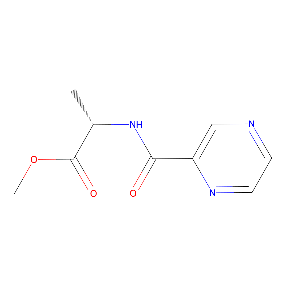 L-Alanine, N-(pyrazinylcarbonyl)-, methyl ester molecular structure, CAS 73058-31-8