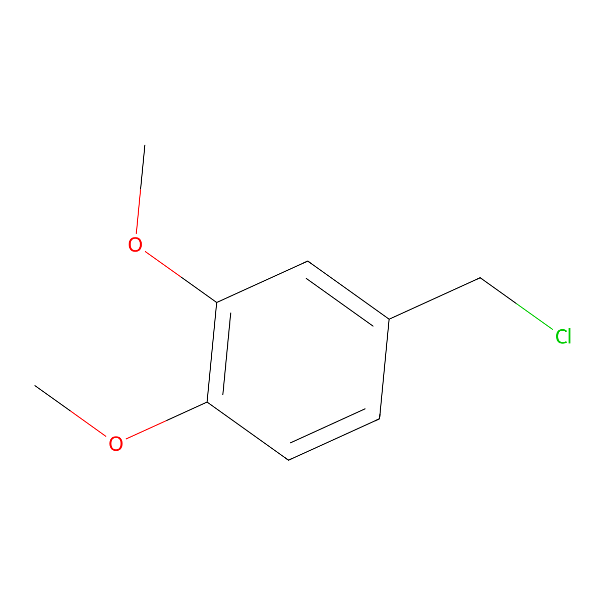Veratryl chloride molecular structure, CAS 7306-46-9