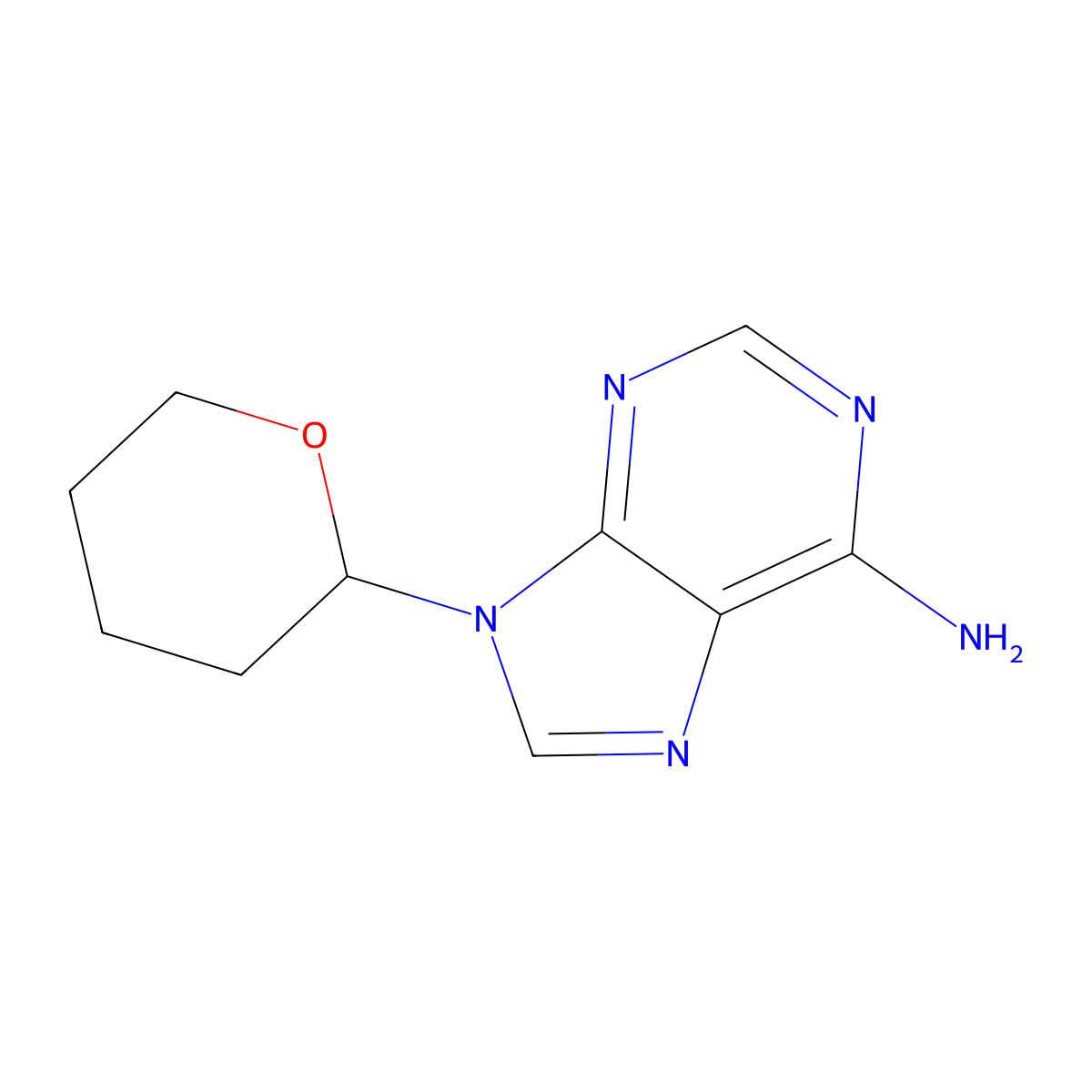 9-(Tetrahydro-2h-pyran-2-yl)-9h-purin-6-amine molecular structure, CAS 7306-67-4