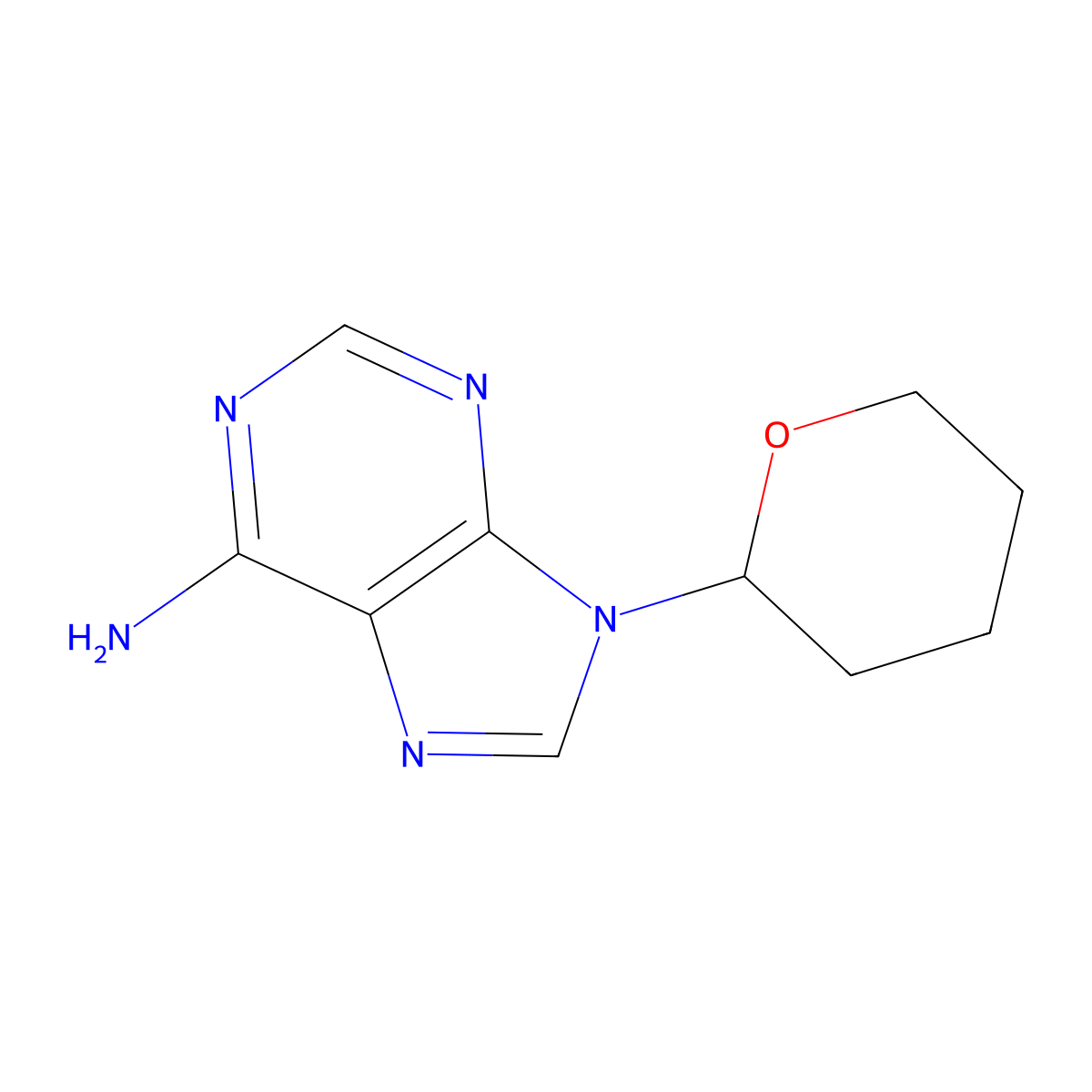 9-(Tetrahydro-2h-pyran-2-yl)-9h-purin-6-amine molecular structure, CAS 7306-67-4