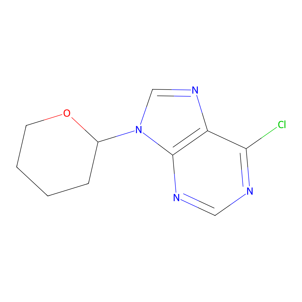 6-chloro-9-(tetrahydro-2H-pyran-2-yl)-9H-purine molecular structure, CAS 7306-68-5