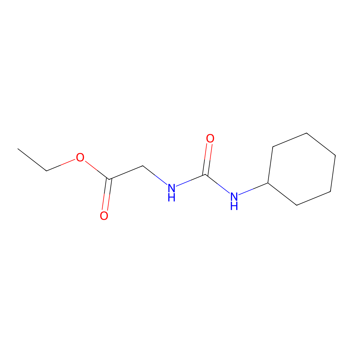 Ethyl 2-(cyclohexylcarbamoylamino)acetate molecular structure, CAS 73068-01-6