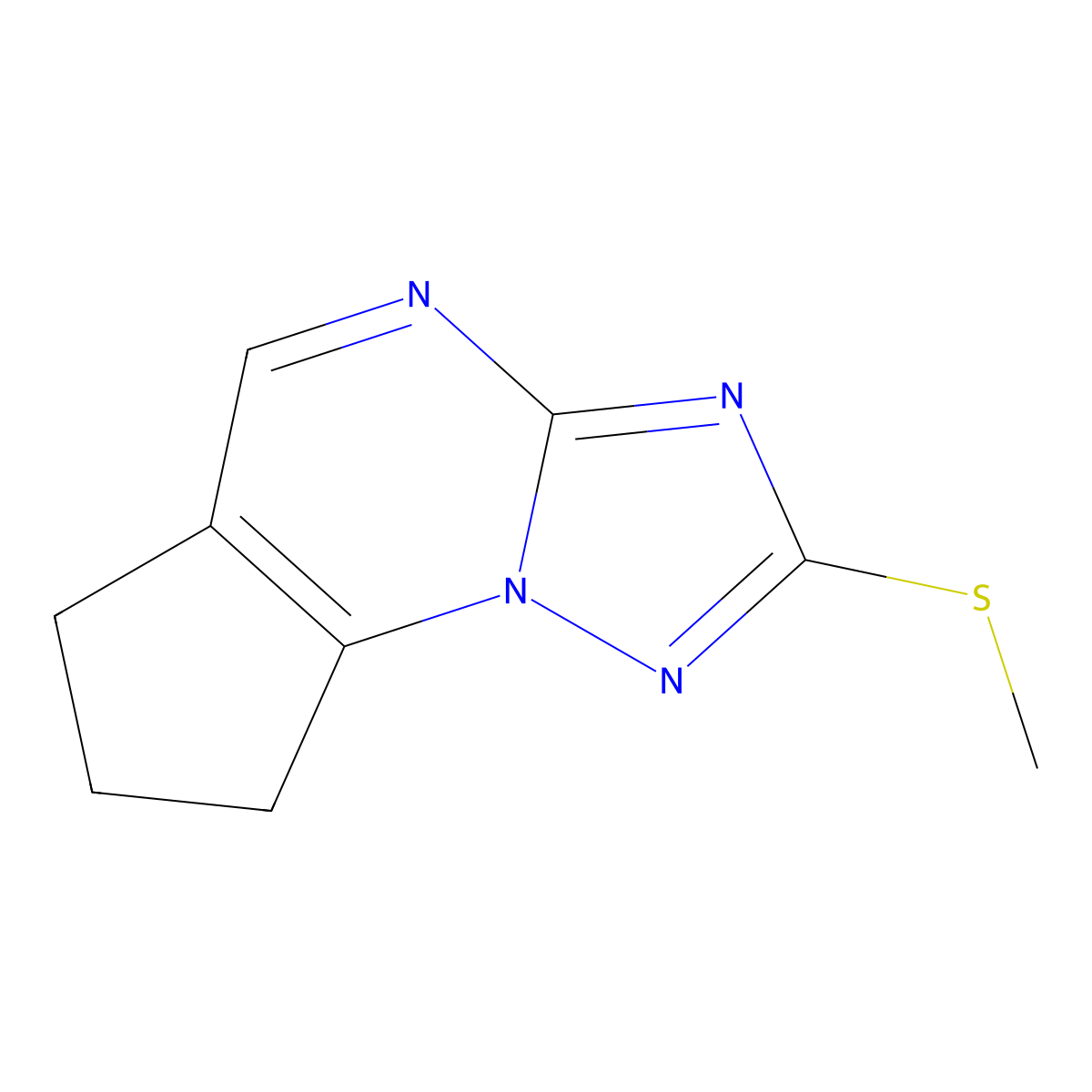 2-(methylsulfanyl)-7,8-dihydro-6H-cyclopenta[e][1,2,4]triazolo[1,5-a]pyrimidine molecular structure, CAS 73075-12-4