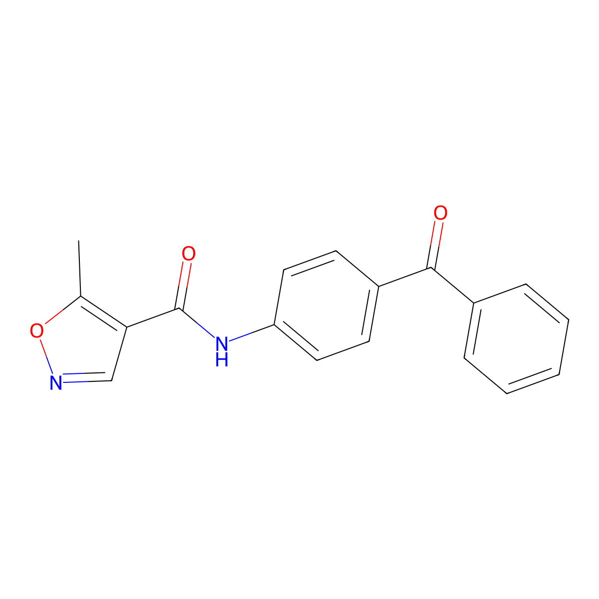 4-Isoxazolecarboxamide, N-(4-benzoylphenyl)-5-methyl- molecular structure, CAS 73076-34-3