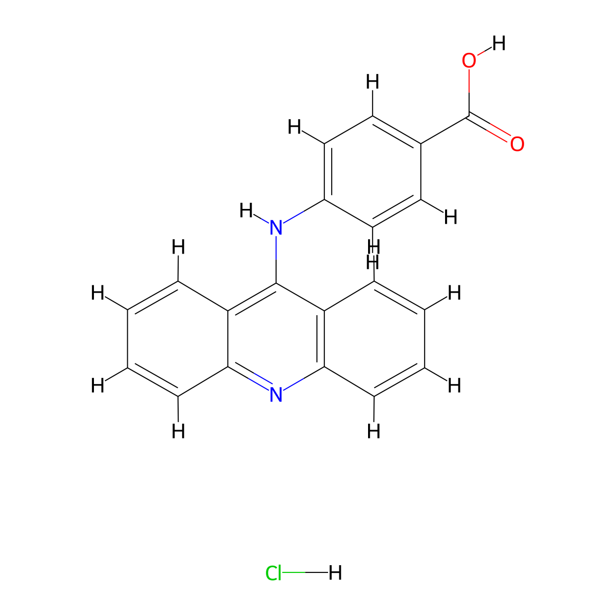 Benzoic acid, 4-(9-acridinylamino)-, monohydrochloride molecular structure, CAS 73084-01-2