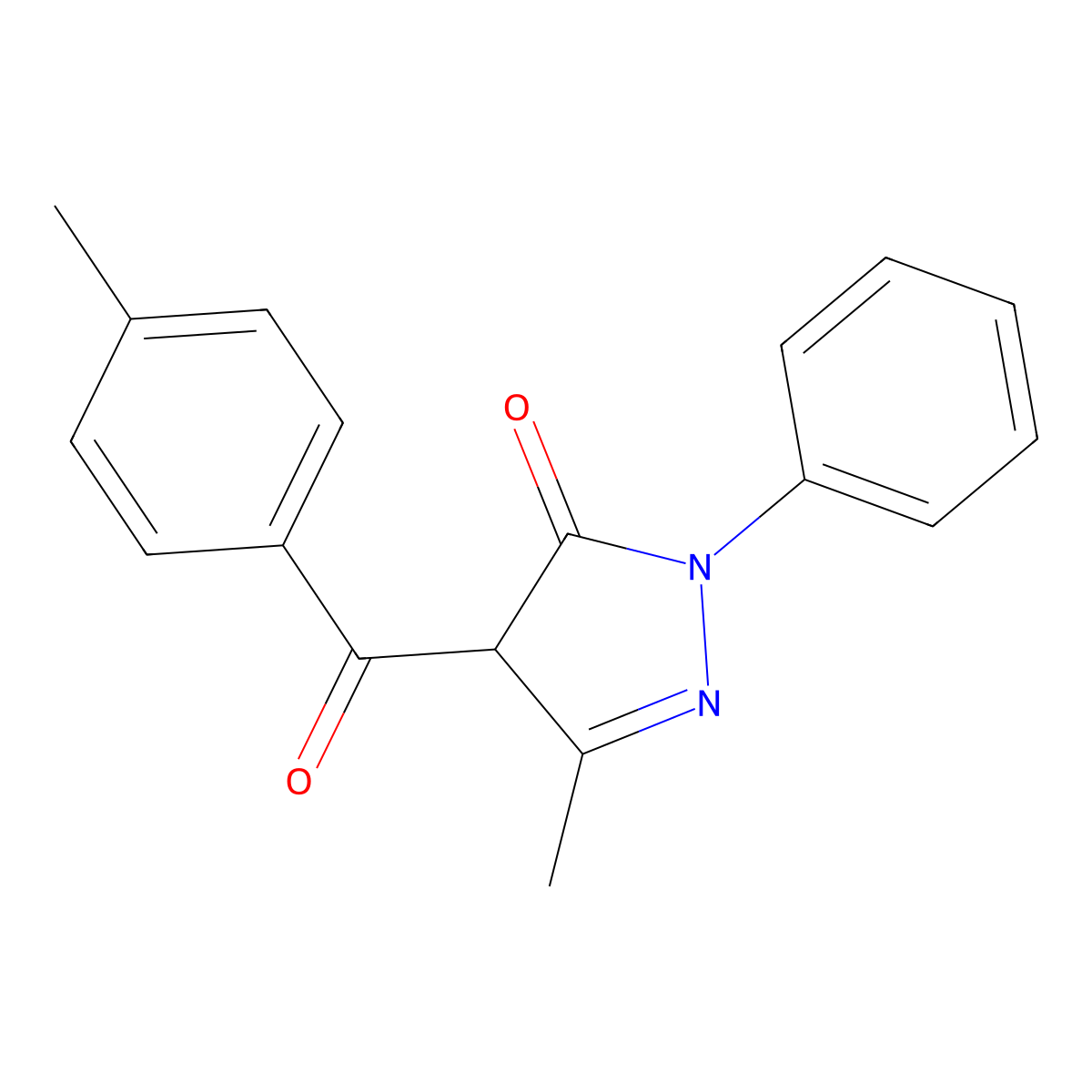 3-Methyl-4-(4-methylbenzoyl)-1-phenyl-1H-pyrazol-5(4H)-one molecular structure, CAS 73087-92-0