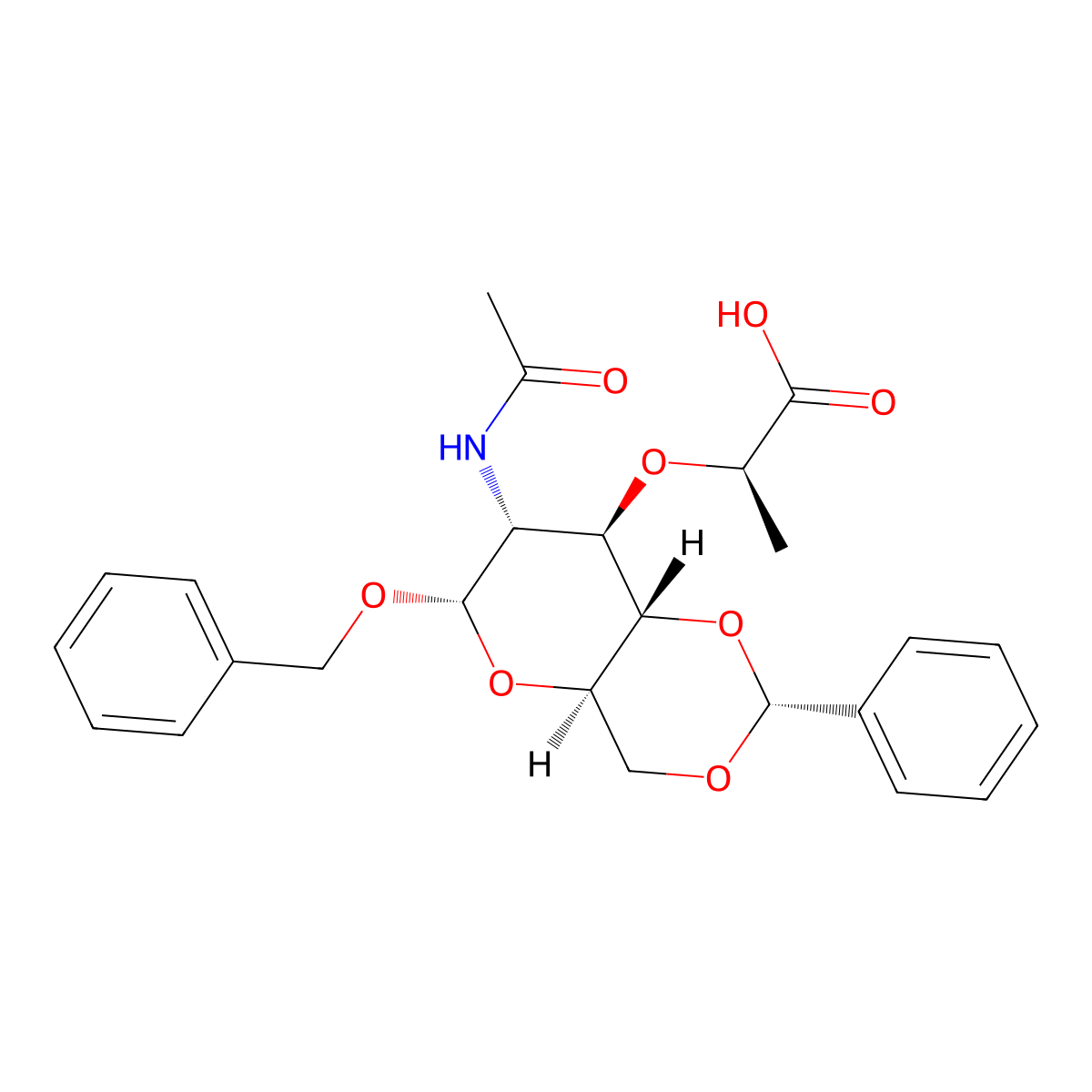 (2R)-2-{[(2S,3R,4R,5S,6R)-2,5-bis(benzyloxy)-6-[(benzyloxy)methyl]-3-acetamidooxan-4-yl]oxy}propanoic acid molecular structure, CAS 73089-68-6