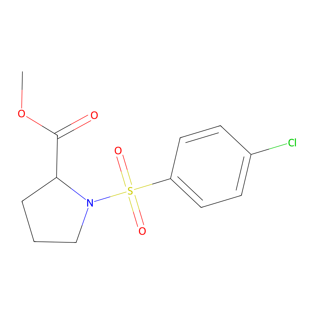 Methyl 1-((4-chlorophenyl)sulfonyl)pyrrolidine-2-carboxylate molecular structure, CAS 73094-23-2