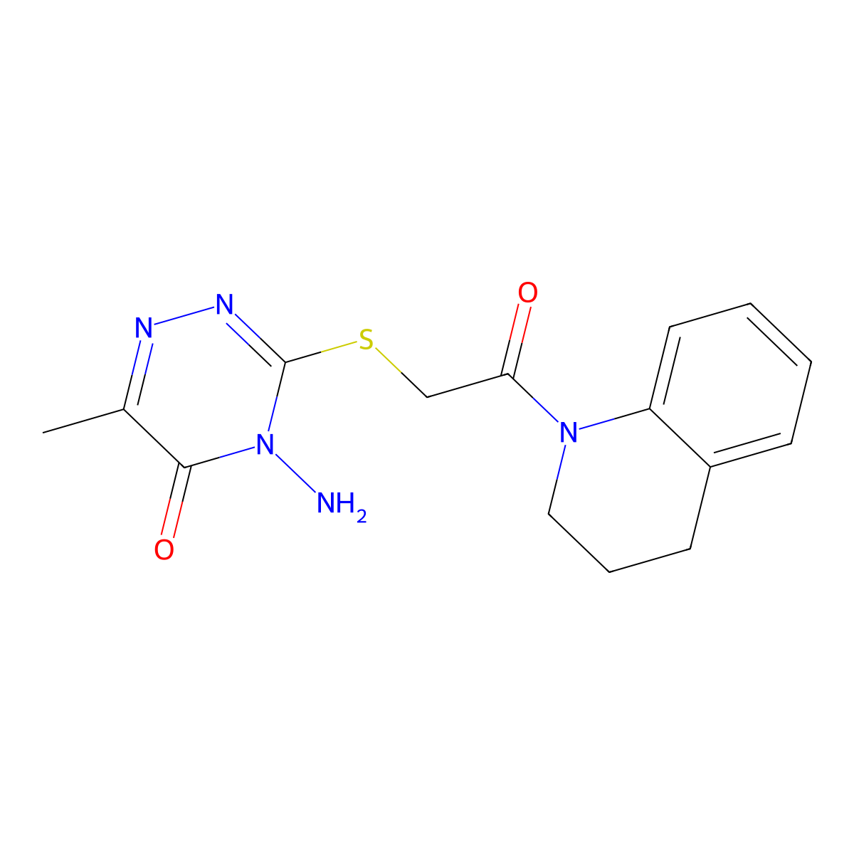 4-amino-3-[2-(3,4-dihydro-2H-quinolin-1-yl)-2-oxoethyl]sulfanyl-6-methyl-1,2,4-triazin-5-one molecular structure, CAS 730940-56-4
