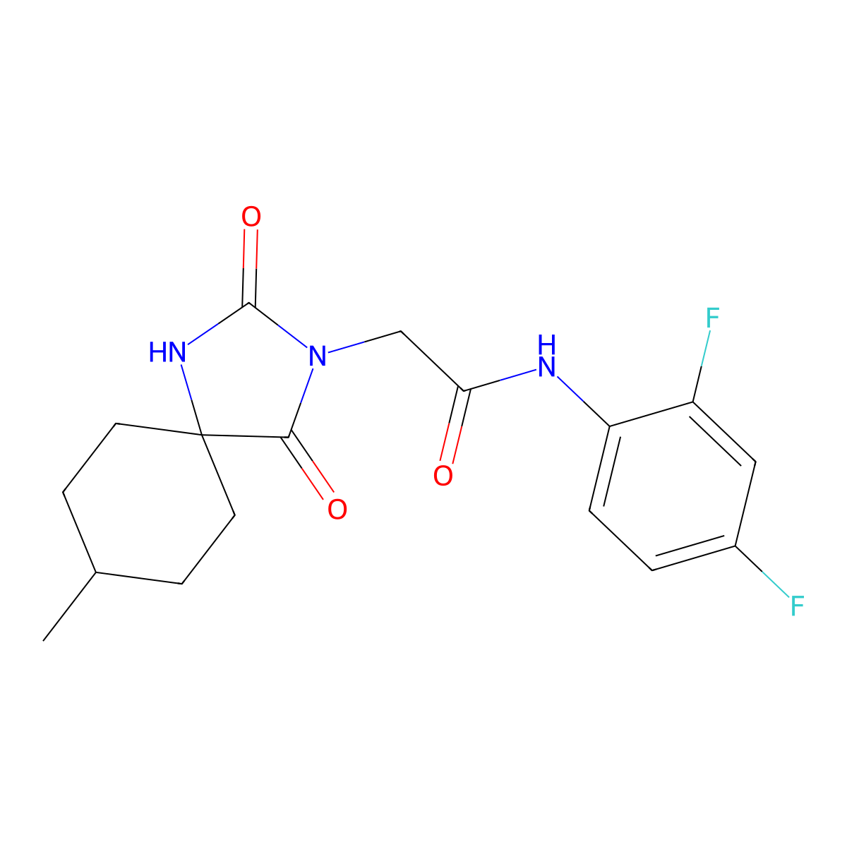 N-(2,4-Difluorophenyl)-2-{8-methyl-2,4-dioxo-1,3-diazaspiro[4.5]decan-3-YL}acetamide molecular structure, CAS 730946-77-7