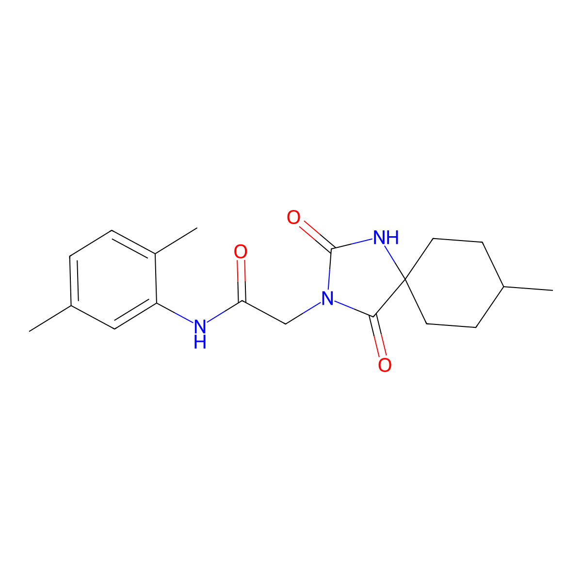 N-(2,5-dimethylphenyl)-2-(8-methyl-2,4-dioxo-1,3-diazaspiro[4.5]decan-3-yl)acetamide molecular structure, CAS 730949-39-0