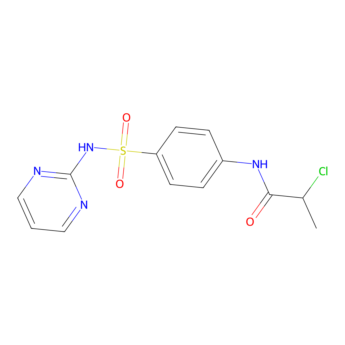 2-chloro-N-[4-(pyrimidin-2-ylsulfamoyl)phenyl]propanamide molecular structure, CAS 730949-57-2