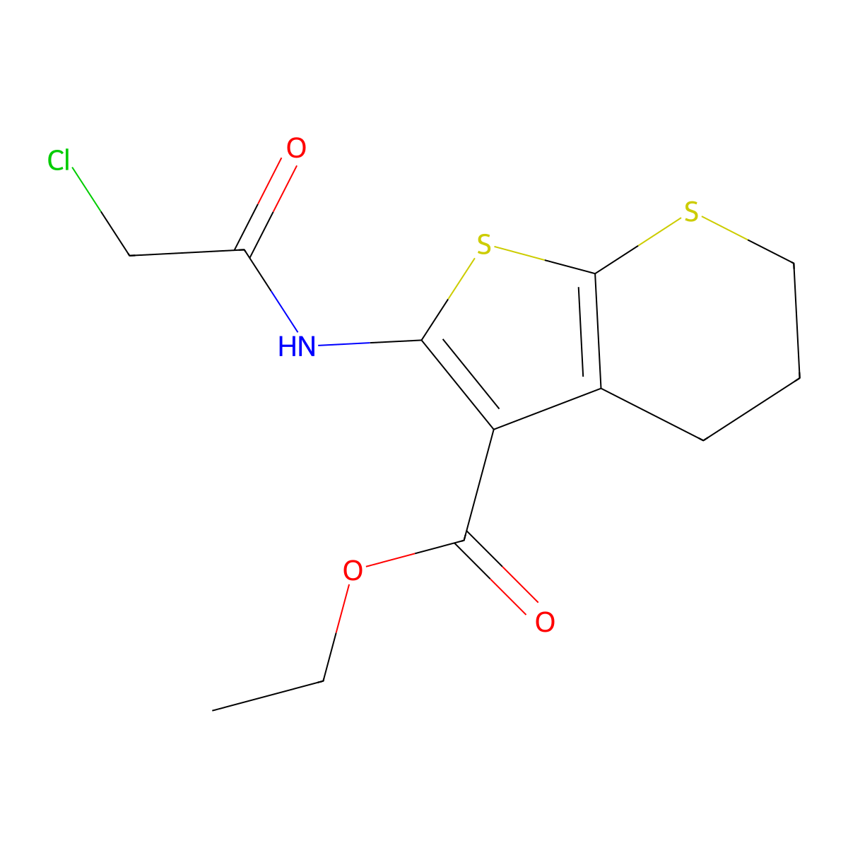 ethyl 2-(2-chloroacetamido)-4H,5H,6H-thieno[2,3-b]thiopyran-3-carboxylate molecular structure, CAS 730949-61-8