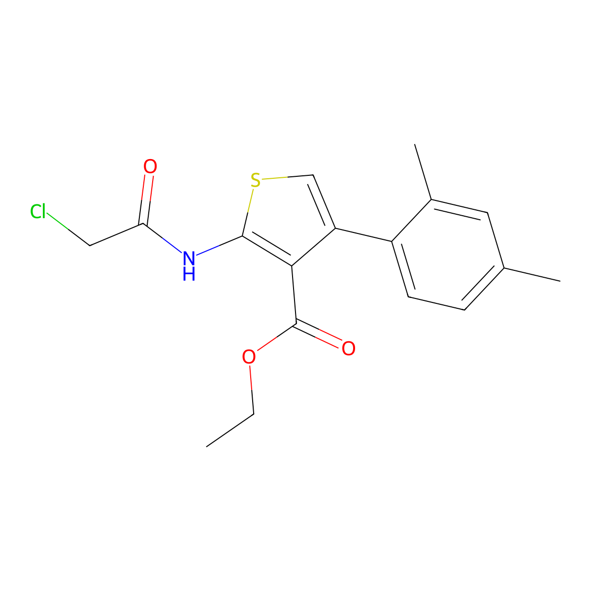 Ethyl 2-(2-chloroacetamido)-4-(2,4-dimethylphenyl)thiophene-3-carboxylate molecular structure, CAS 730949-64-1