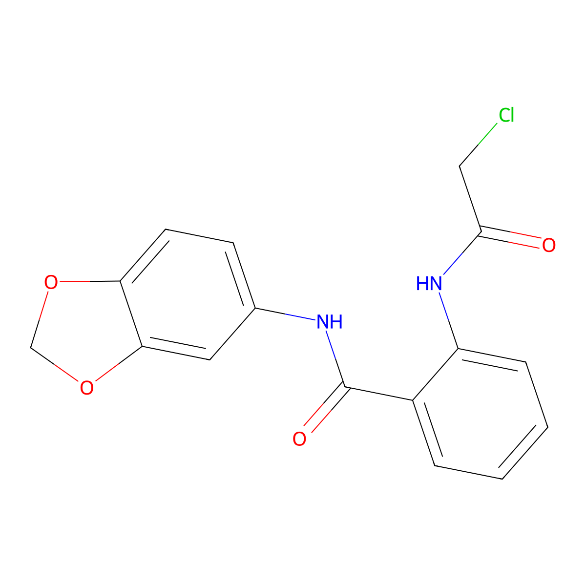 N-1,3-Benzodioxol-5-yl-2-((2-chloroacetyl)amino)benzamide molecular structure, CAS 730949-69-6