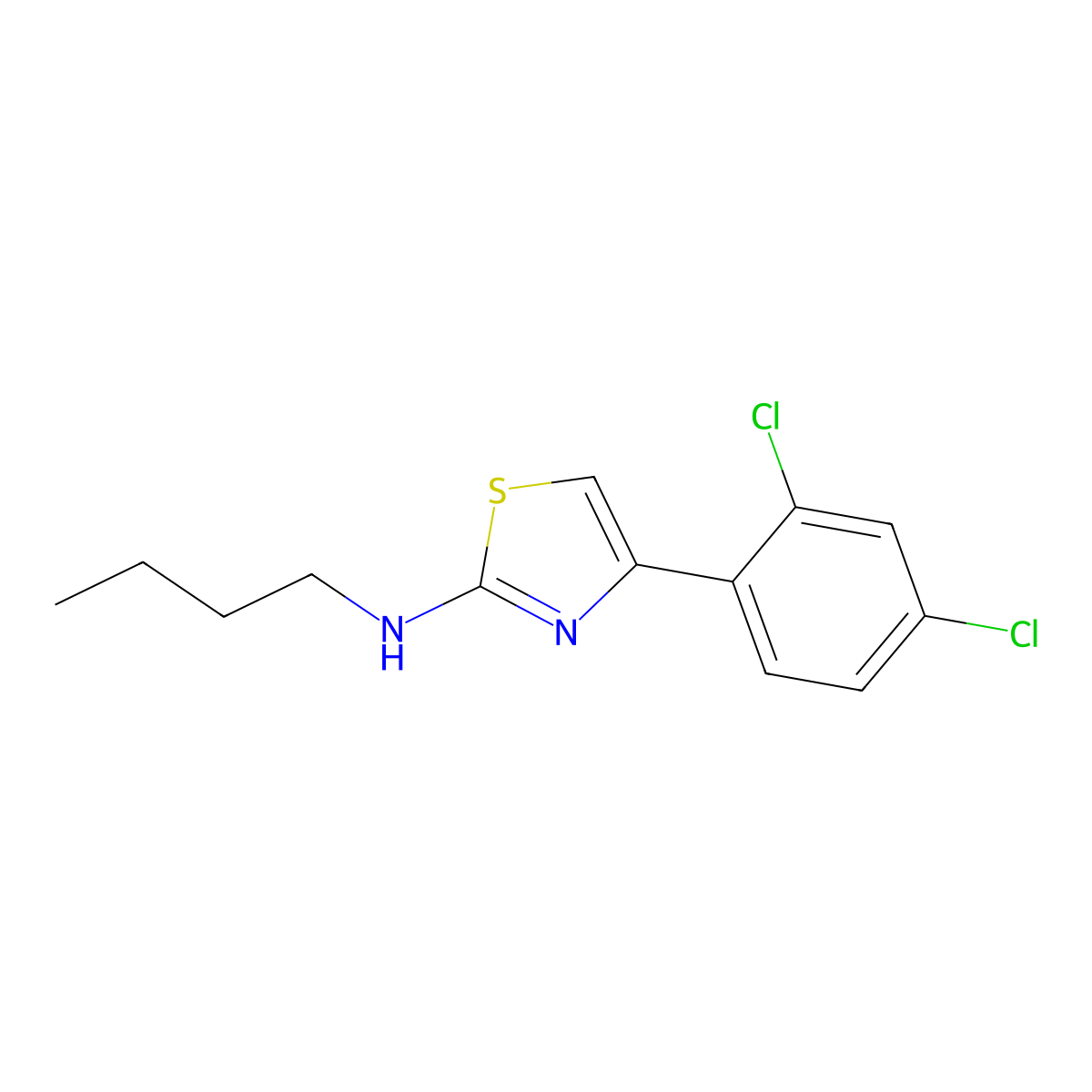 N-butyl-4-(2,4-dichlorophenyl)-1,3-thiazol-2-amine molecular structure, CAS 730949-72-1