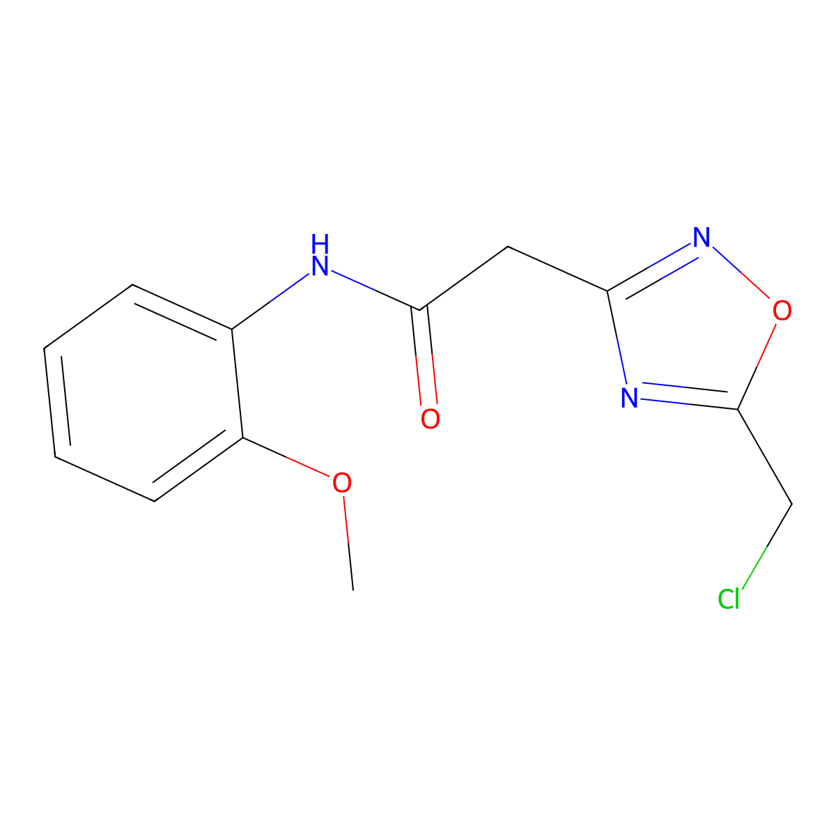 2-(5-(chloromethyl)-1,2,4-oxadiazol-3-yl)-N-(2-methoxyphenyl)acetamide molecular structure, CAS 730949-77-6
