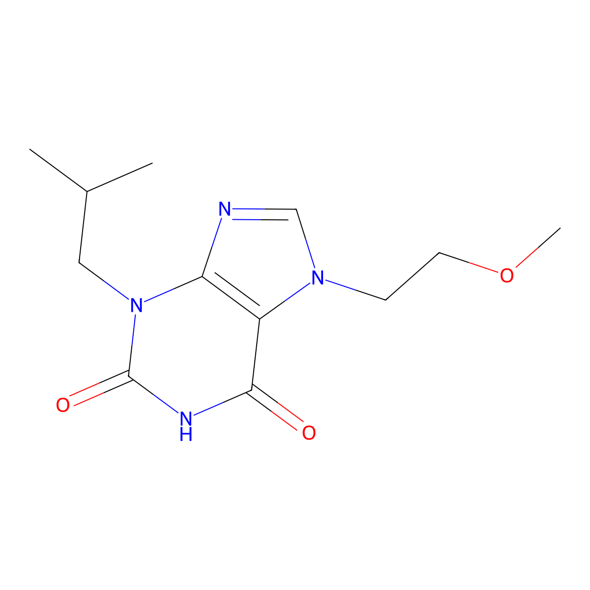 3,7-Dihydro-7-(2-methoxyethyl)-3-(2-methylpropyl)-1H-purine-2,6-dione molecular structure, CAS 730949-82-3