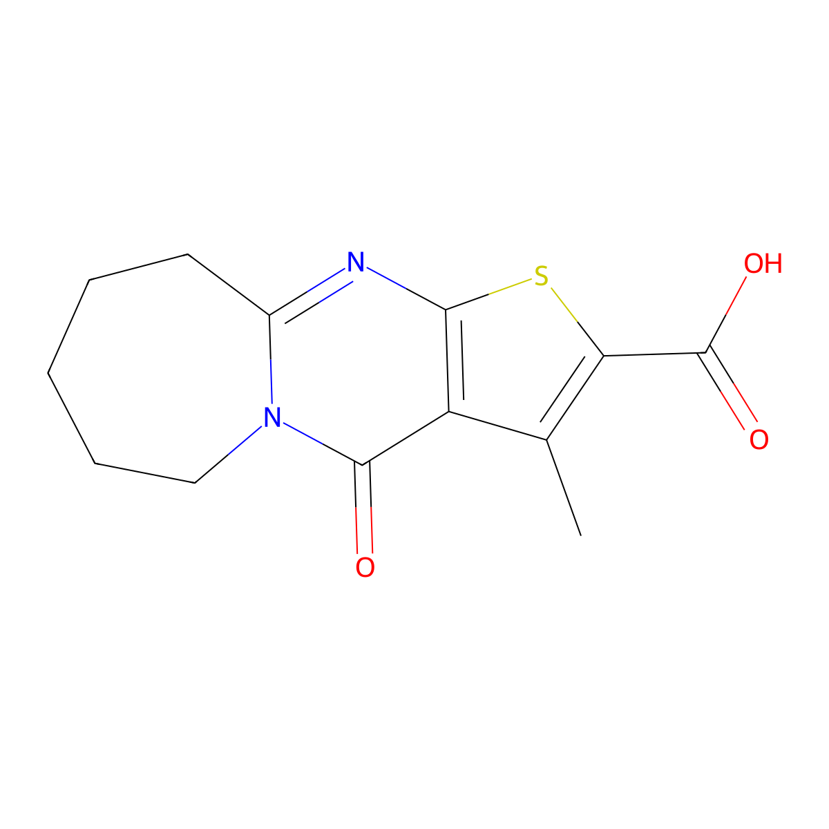 4-Methyl-2-oxo-6-thia-1,8-diazatricyclo(7.5.0.0,3,7)tetradeca-3(7),4,8-triene-5-carboxylic acid molecular structure, CAS 730949-92-5