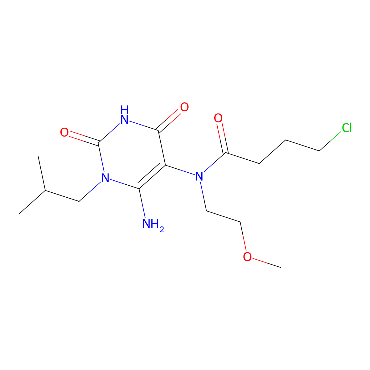 N-(6-Amino-1-isobutyl-2,4-dioxo-1,2,3,4-tetrahydro-pyrimidin-5-yl)-4-chloro-N-(2-methoxy-ethyl)-butyramide molecular structure, CAS 730949-94-7