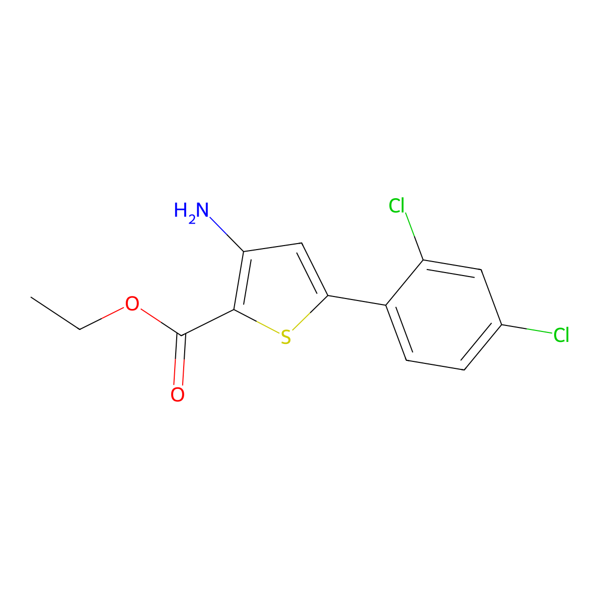 Ethyl 3-amino-5-(2,4-dichlorophenyl)thiophene-2-carboxylate molecular structure, CAS 730949-95-8