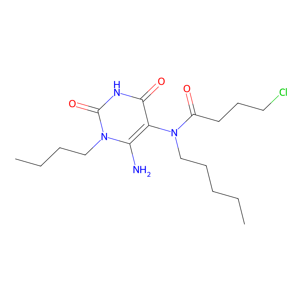 N-(6-amino-1-butyl-2,4-dioxo-1,2,3,4-tetrahydropyrimidin-5-yl)-4-chloro-N-pentylbutanamide molecular structure, CAS 730950-01-3