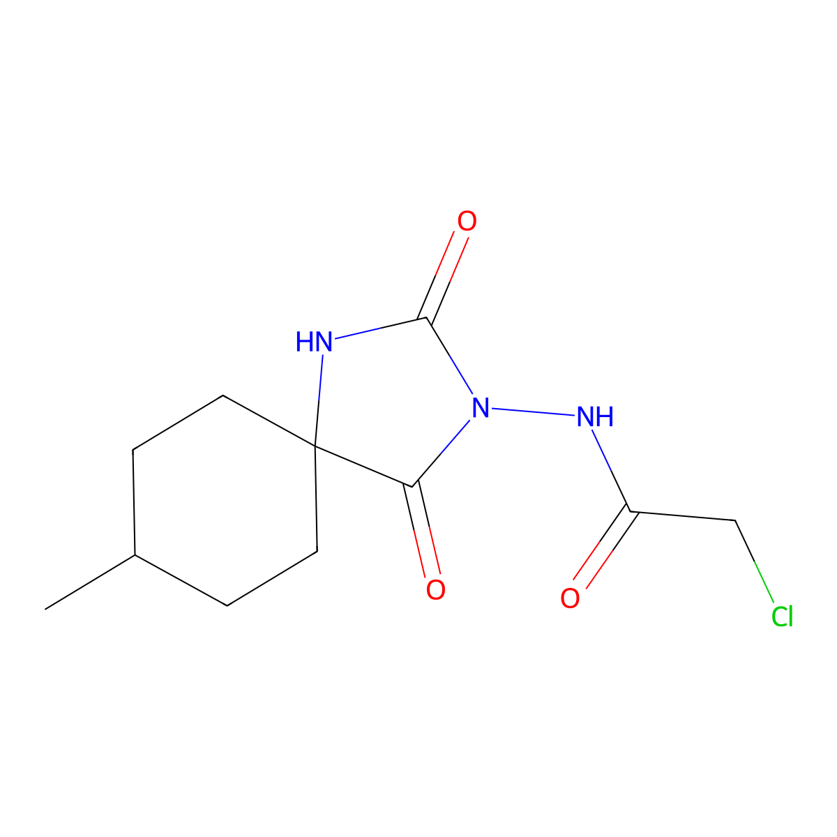 2-Chloro-N-(8-methyl-2,4-dioxo-1,3-diazaspiro[4.5]dec-3-yl)acetamide molecular structure, CAS 730950-07-9