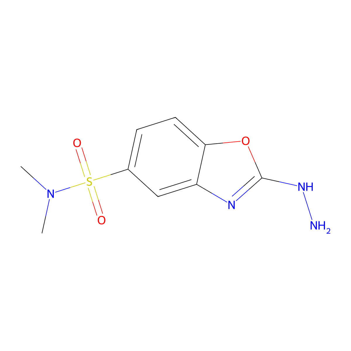 2-hydrazinyl-N,N-dimethyl-1,3-benzoxazole-5-sulfonamide molecular structure, CAS 730950-09-1