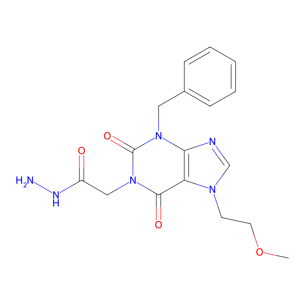 2-[3-benzyl-7-(2-methoxyethyl)-2,6-dioxo-2,3,6,7-tetrahydro-1H-purin-1-yl]acetohydrazide molecular structure, CAS 730950-17-1