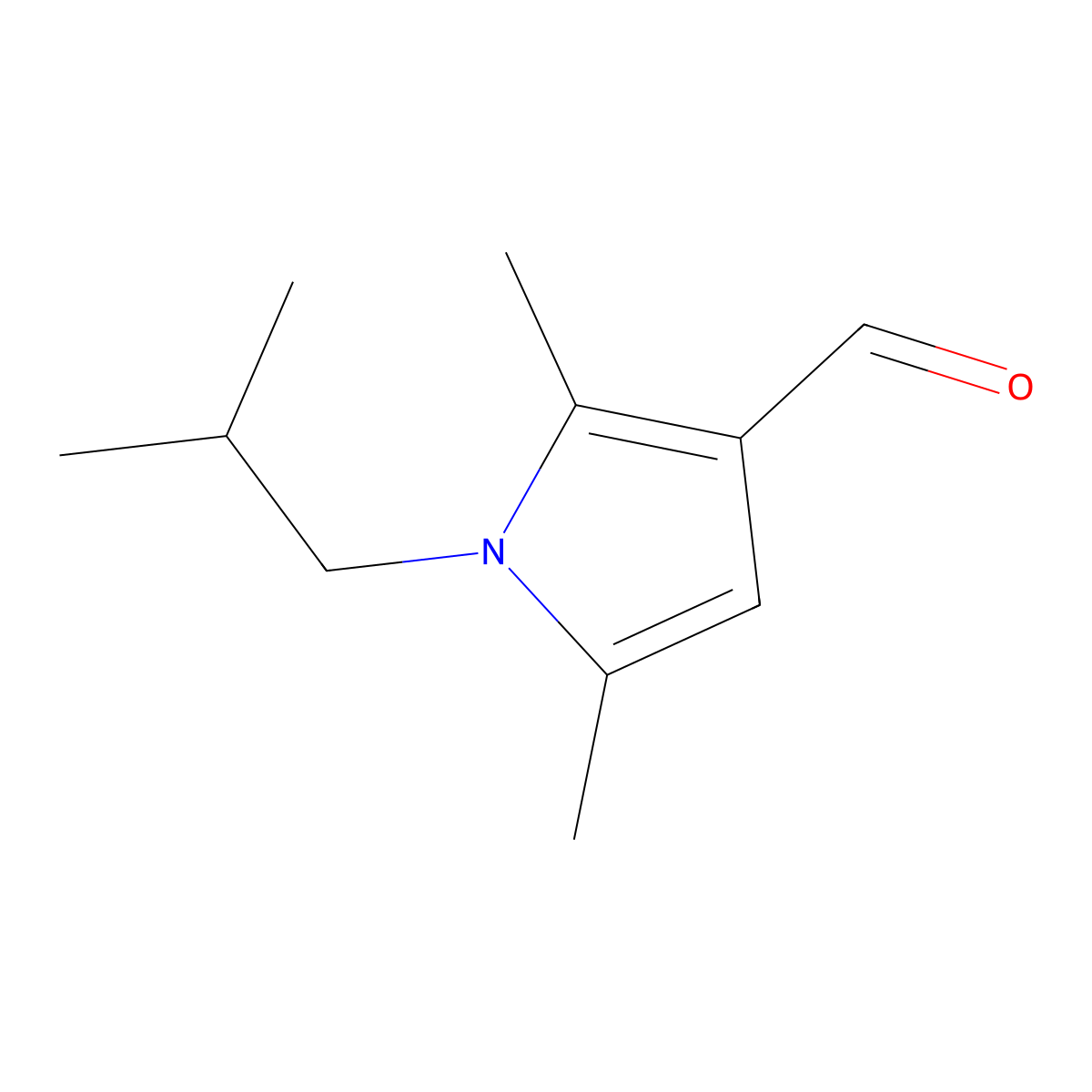 2,5-dimethyl-1-(2-methylpropyl)-1H-pyrrole-3-carbaldehyde molecular structure, CAS 730950-24-0